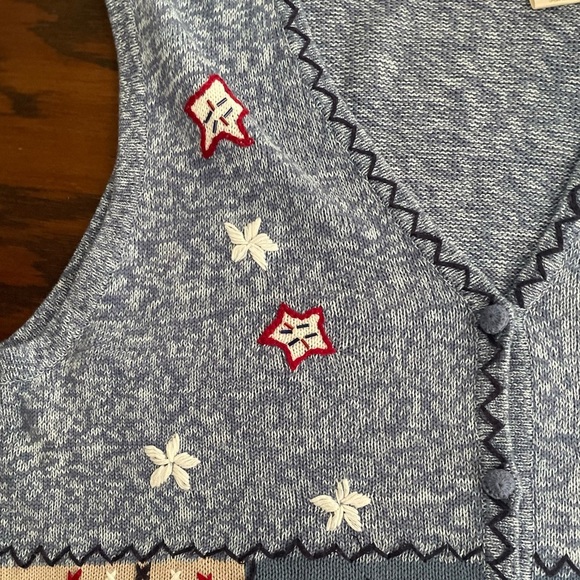 Bobbie Brooks Vintage Y2k Womens Size Large Blue Patriotic Flag Sweater Vest - Picture 6 of 11